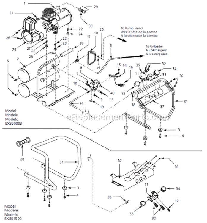 Page A Diagram and Parts List for EX801900 2007 Campbell Hausfeld Compressor